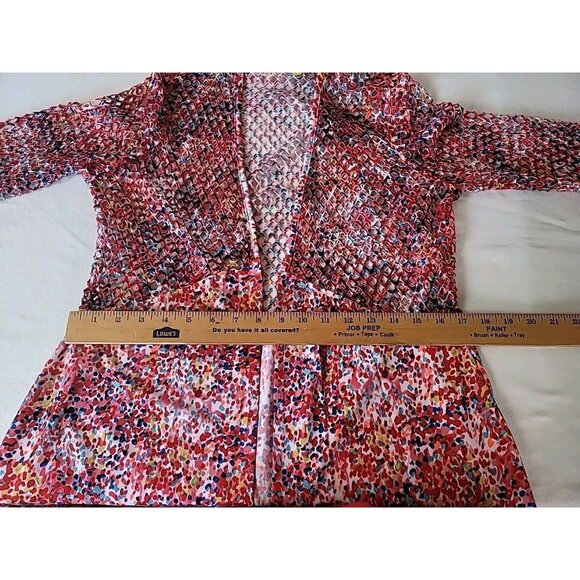 Liz Lange 2 Piec Blouse SzL Bubble Gum Confetti Camisole & Duster Croquet Sleeve - Picture 16 of 16